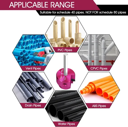 Vista 6 de Escariador de Tubería de PVC Cabezal de 1 Pulgada, Protector de Accesorios de PVC con Eje Hexagonal de 1/4 de Pulgada, Escariador de Accesorios