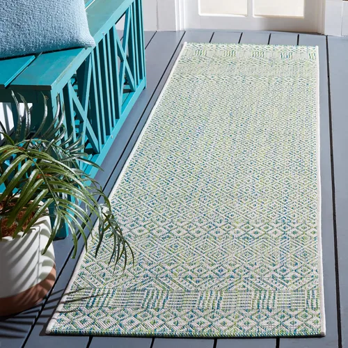 Vista 46 de SAFAVIEH Alfombra lavable al aire libre, colección Courtyard - 2'3" x 5', gris y negro, no desprende pelusa y fácil limpieza, ideal para patio