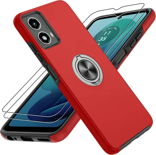 Vista 73 de Gritup - Funda para Galaxy A05S con protector de pantalla HD×2, funda protectora para teléfono a prueba de golpes con soporte magnético de anillo