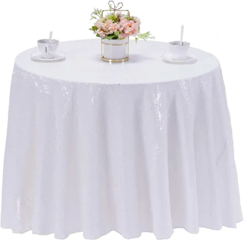 Vista 49 de Mantel de lentejuelas color azul bebé de 50" Cubierta de mesa con purpurina redonda color azul claro de lentejuelas metálicas Sobremanteles de mesa