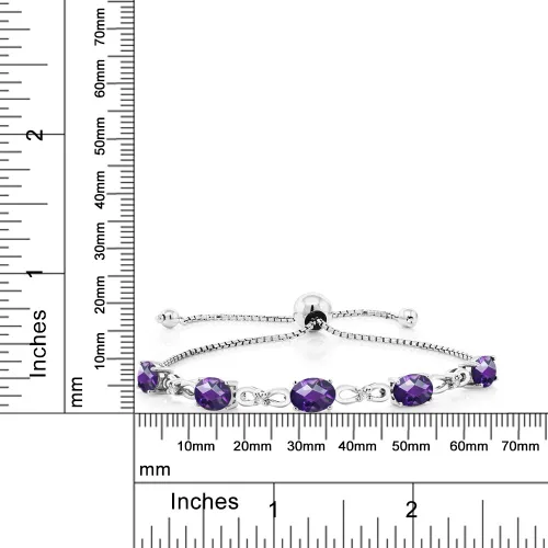 Vista 43 de Gem Stone King Pulsera de tenis de diamantes cultivados en laboratorio con piedra natal de 3-6 quilates para mujer, plata de ley 925, ovalada