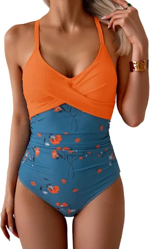 Vista 22 de B2prity Traje de baño de una pieza para mujer con control de abdomen marrón (Cameo Brown)