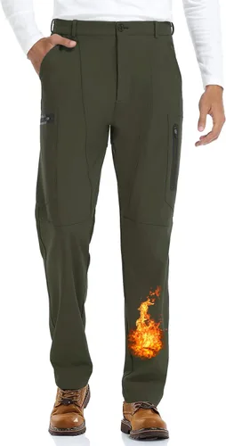 Vista 4 de sherelie Men's Snow Ski Pants Fleece Lined Hiking Pants Softshell Water-Resistant Cargo Pants