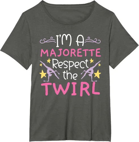 Vista 12 de Camiseta con texto en inglés "I A Majorette Respect The Twirl Baton Twirling", Negro