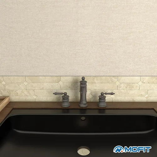 Vista 4 de Azulejos Adhesivos de Piedra para Salpicadero de Cocina Despegar y Pegar Paneles de Pared de Mosaico Lineal Mate Impermeables para Baño