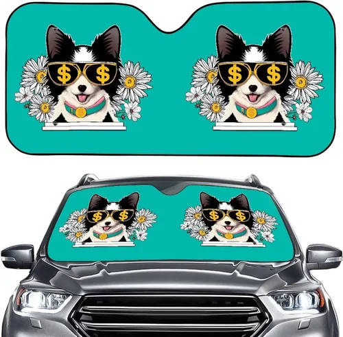 Vista 34 de Talayituse Parasol para parabrisas de automóvil, diseño de gato divertido 3D, ajuste universal, para automóvil, camión, SUV, bloquea el sol