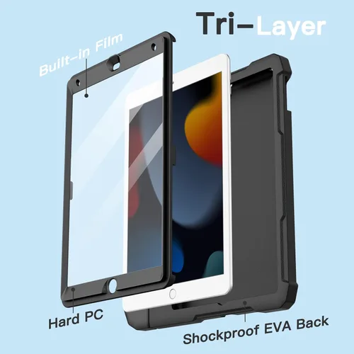 Vista 6 de JETech Funda para iPad de 10.2 pulgadas (9ª/8ª/7ª generación, 2021/2020/2019) con protector de pantalla integrado, a prueba de golpes, funda Negro