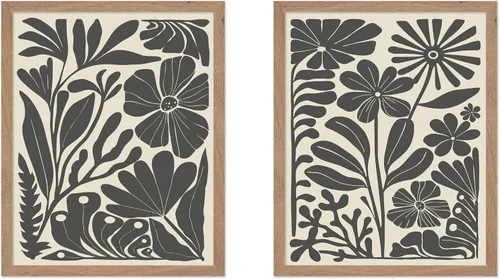 Vista 53 de Poster Master Póster botánico vintage de 3 piezas, estampado floral retro, regalo para artistas, amigos, flores de acuarela, brillante, azul
