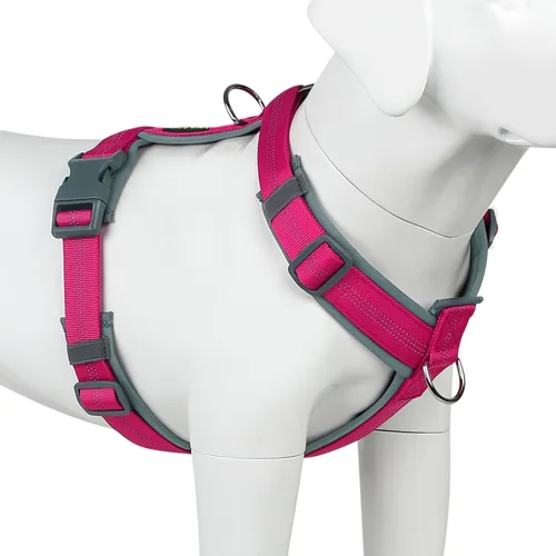 Vista 13 de Arnés para perro Plutus Pet sin tirón, arnés ajustable de nylon con acolchado suave, arnés para perro reflectante y resistente para perros pequeños