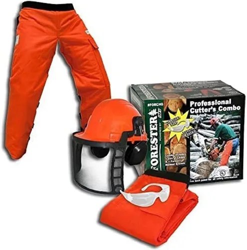 Vista 5 de Kit Combinado Profesional de Cortador Arborista Forestal OEM Forester - Chaparreras y Casco (35, Kit de Chaparreras Negras)