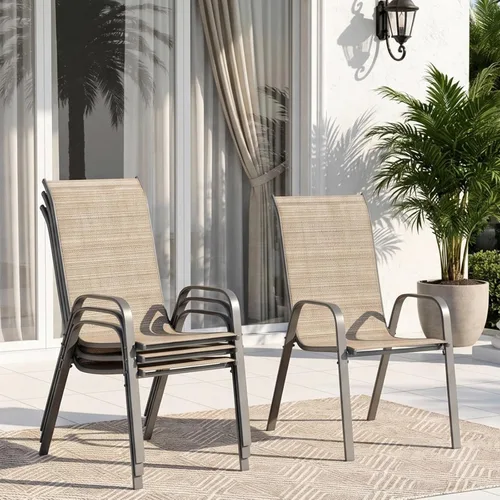 Vista 19 de TLSUNNY Silla de patio, sillas apilables de textileno para exteriores Azul Turquesa
