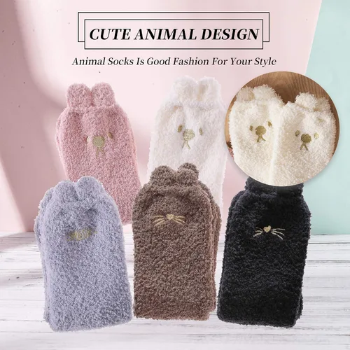 Vista 5 de DYW Fuzzy Socks for Women Soft Cozy Fluffy Winter Warm Slipper Socks Home Sleeping Animal Socks