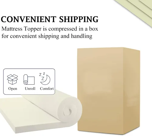 Vista 5 de Nutan Cubrecolchón de espuma transpirable de 2 pulgadas para soporte ortopédico, almohadillas de cama de apoyo premium con suavidad lujosa, cómodas