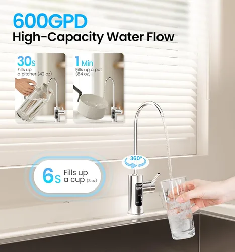 Vista 6 de KOVIET Sistema de ósmosis inversa, filtro de agua de ósmosis inversa sin tanque de 10 etapas 600 GPD, sistema de filtración de agua por ósmosis