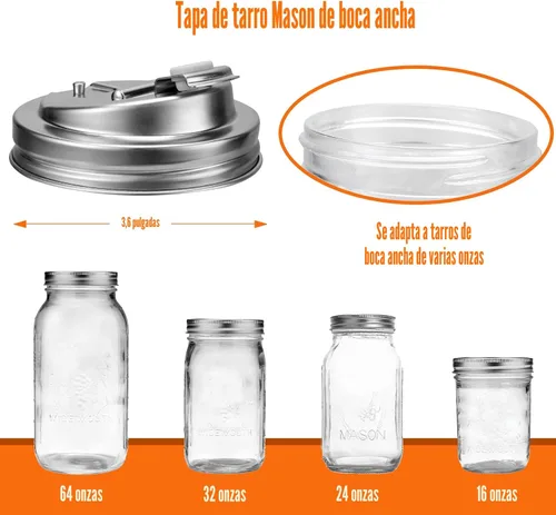 Vista 8 de Palksky Tapas para Beber de Frascos Mason, Accesorios de Tapa para Sorber de Frascos Mason de Boca Ancha de Acero Inoxidable, Tapa Abatible