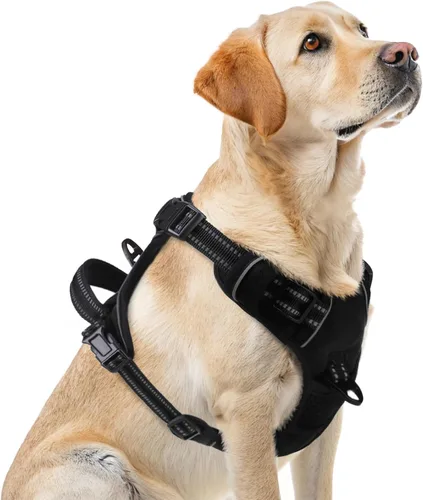 Vista 15 de PUPTECK Arnés táctico sin tirones para perro, tamaño mediano, arnés reflectante ajustable con asa para perro, de fácil control, cómodo y suave