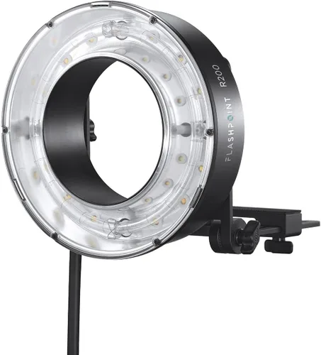 Vista 10 de Flashpoint Cabezal de flash de anillo R200 para flash de bolsillo eVOLV200 y eVOLV200 Pro, anillo de luz ultra potente de 200 vatios con lámpara