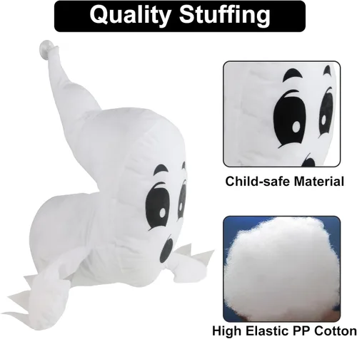 Vista 4 de Fantasmas de ventana – Decoración de ventana de fantasma de peluche de Halloween – Decoración de pared silenciosa para colgar fantasmas al aire