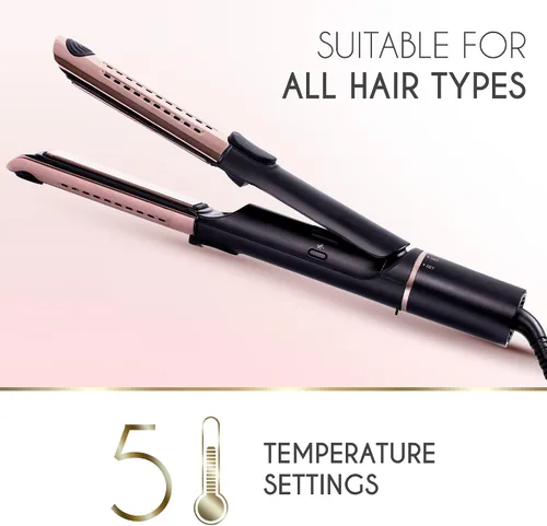 Vista 5 de ELLA BELLA® Alisador de pelo y rizador de aire 2 en 1 • Plancha plana de titanio y rizador de pelo en uno • Ventilación de aire de enfriamiento