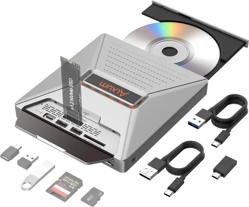 Vista 9 de Alxum Unidad externa de CD y DVD, quemador óptico del lector de discos con Sata negro