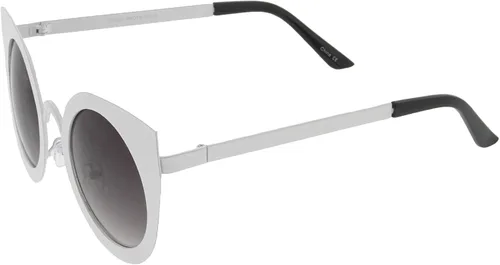 Vista 3 de zeroUV Gafas de sol redondas de gran tamaño con montura de metal para mujer, 1.850 in