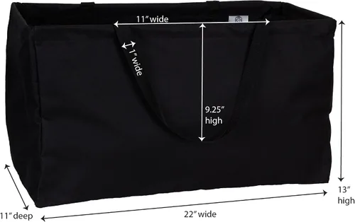 Vista 3 de Household Essentials 2212-1 Krush - Bolsa multiusos de lona reutilizable para compras de comestibles y lavandería, color negro