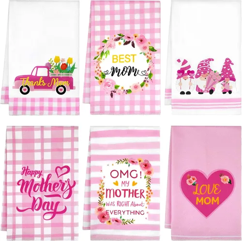 Vista 17 de Zubebe Paquete de 6 toallas de cocina bohemias de 18 x 28 pulgadas, toallas de cocina absorbentes con diseño de hongos y luna celestial, regalos