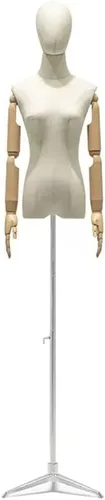 Vista 8 de Adjustable Female Mannequin Torso with Detachable Head & Arms - Medium Size Dress Form for Sewing, Tailoring, Jewelry Display - Perfect for