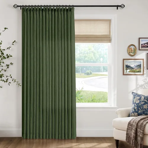 Vista 23 de INOVADAY Cortinas Plisadas con Memoria Entrenada de 96 Pulgadas de Largo, Cortinas de Lino para Sala de Estar, Juego de 2 Paneles de Cortinas Dark