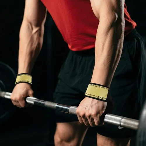 Vista 7 de Gradient Gold Lifting Straps 26" Anti Slip Wrist Straps for Weightlifting, Gym, Deadlift, Workout