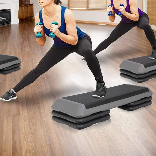 Vista 7 de ZenStyle Banco aeróbico ajustable de 43 pulgadas con elevadores de 4/6/8 pulgadas, superficie antideslizante para cardio, entrenamiento de fuerza