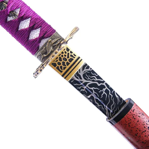 Vista 5 de Katana de acero de alto carbono 1060 forjada a mano, espada de hoja real, espadas de combate de 41 pulgadas, corte de papel ya afilado