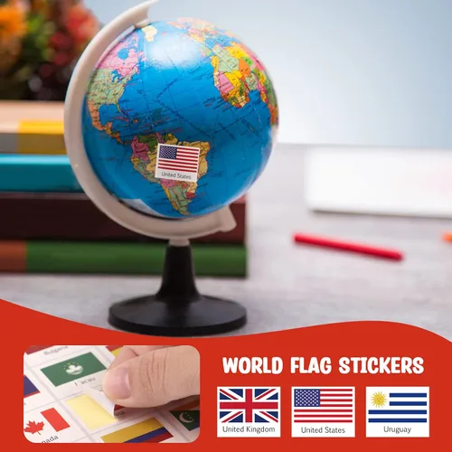 Vista 7 de 960 calcomanías de bandera del mundo, 192 banderas de países del mundo, mini calcomanías de bandera nacional para planificador escolar, álbum