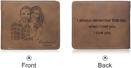 Vista 2 de Carteras personalizadas para hombres, carteras de fotos personalizadas de piel sintética para hombres, marido, papá, hijo, regalos personalizados