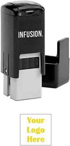 Vista 11 de Infusion Sello de logotipo de goma autoentintado personalizado de 1/2" x 1/2", pequeño, cuadrado, negro