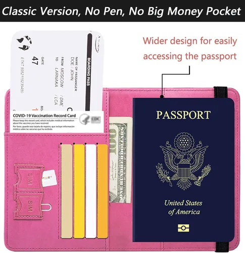 Vista 3 de Funda para pasaporte con bloqueo RFID de piel, organizador de documentos de viaje), passport cover