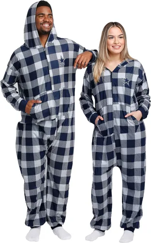 Vista 39 de FOCO Unisex NFL Team Logo Pajamas One Piece Onesie Patrón feo navideño