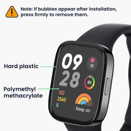 Vista 5 de kwmobile Protector de pantalla compatible con Xiaomi Redmi Watch 3 - 2 protectores de reloj inteligente antihuellas