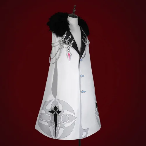 Vista 3 de Fatui Harbingers - Disfraz de cosplay de Genshin Impact, bata de Doctor Rooster para hombre