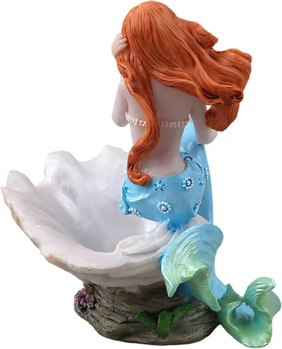Vista 8 de Figuritas de sirena, adorno de acuario, resina, estilo mediterráneo, sirena, princesa, manualidades, estatua, organizador de almacenamiento de Azul