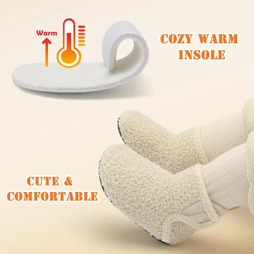 Vista 6 de BARERUN Pantuflas para niños y niñas, zapatos de casa para bebés, botines de invierno de felpa acogedora para niños, pantuflas cálidas y ligeras