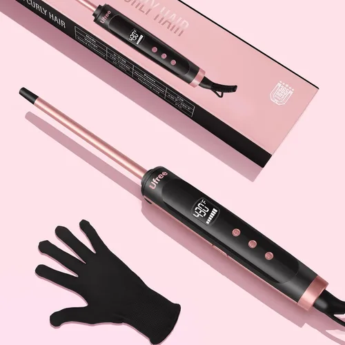 Vista 8 de Ufree Rizador pequeño de 3/8 pulgadas, 9 ajustes de temperatura para cabello largo y corto, rizador de cerámica de barril pequeño con pantalla LCD