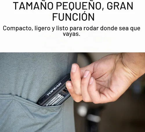 Vista 4 de Topeak Hexus X Multiherramienta, reparación de bicicletas de 21 funciones con herramienta de cadena, palancas de neumáticos y núcleo Presta, diseño