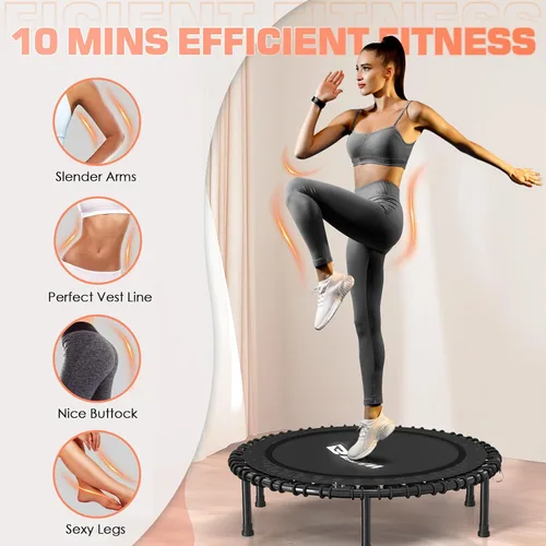 Vista 4 de BCAN 450/550LBS Mini Rebounder Trampoline for Adults, 40"/48" Foldable Fitness Trampoline with Bungees, Quiet & Stable Exercise Trampoline