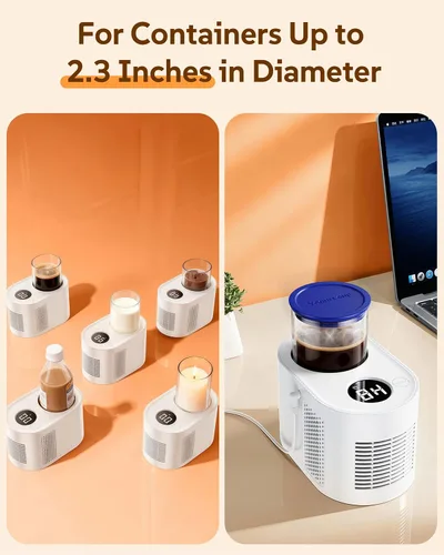 Vista 6 de Calentador de taza de café, mini refrigerador para enfriador de vino, calentador de tazas 3 en 1 para escritorio