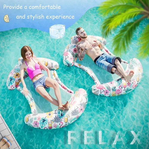 Vista 4 de Pool Floats Adult - Inflatable Pool Lounger, Pool Lounger Chairs for Relaxation, Floating Water Lounger Chairs Summer Water Sun Tanning for Swimming