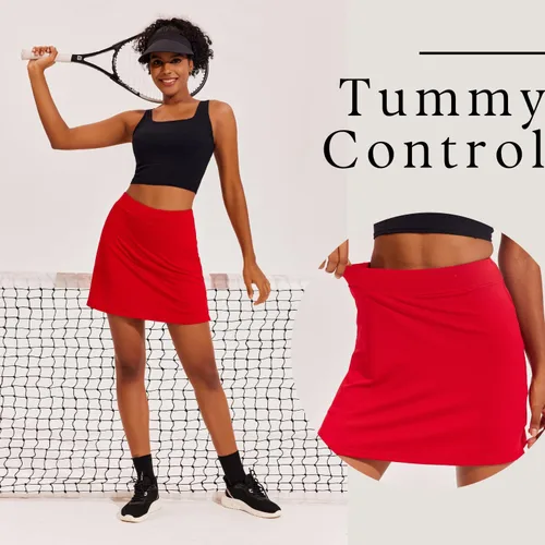 Vista 3 de Ekouaer - Falda pantalón deportiva con pantalón corto y bolsillo interior para mujer, faldas ligeras para golf, tenis, correr, entrenamiento
