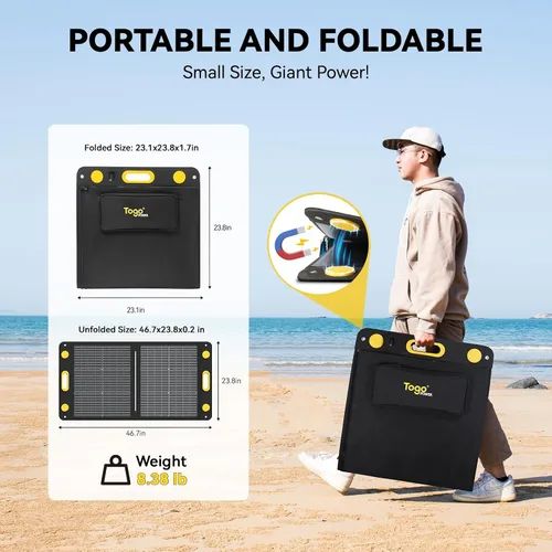 Vista 7 de Panel solar portátil bifacial de 100 W, panel solar plegable resistente a la flexión de 100 vatios 22 V, cargador solar monocristalino para estación