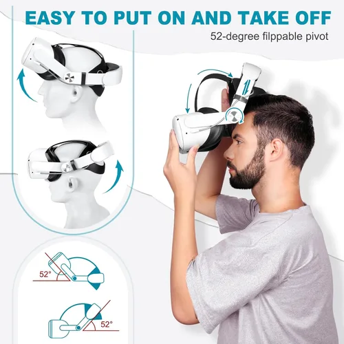 Vista 6 de Hurra Head Strap with Battery for Oculus Quest 2, 10000mAh Fast Charging Battery Pack Extend 8H Playtime, Counter Balance Adjustable Elite Strap