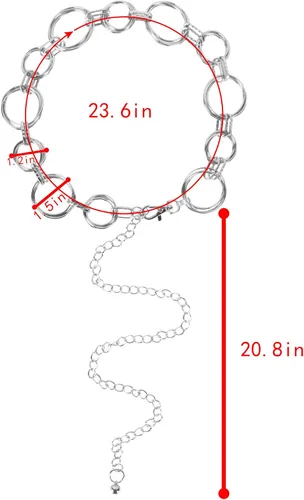 Vista 2 de Goclothod Womens Metal Chain Dress Belt Skinny Waist Belt Golden Silver Waistband
